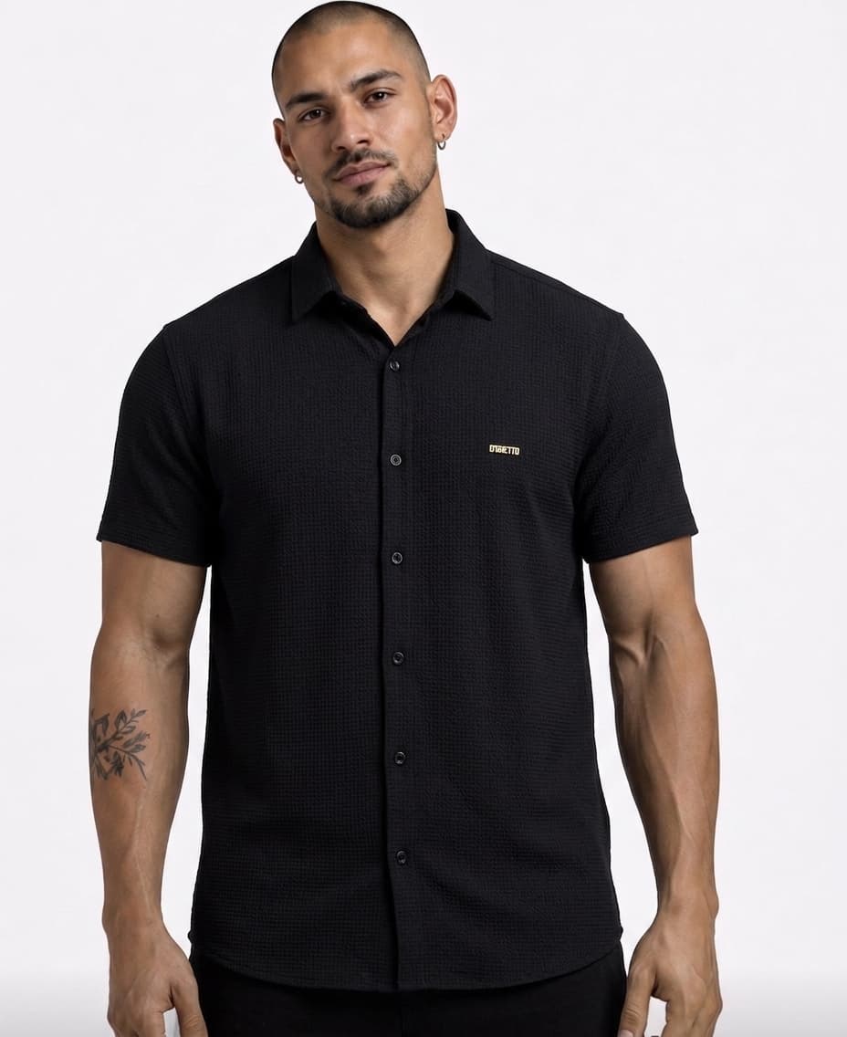 Camisa Botão Texturizada