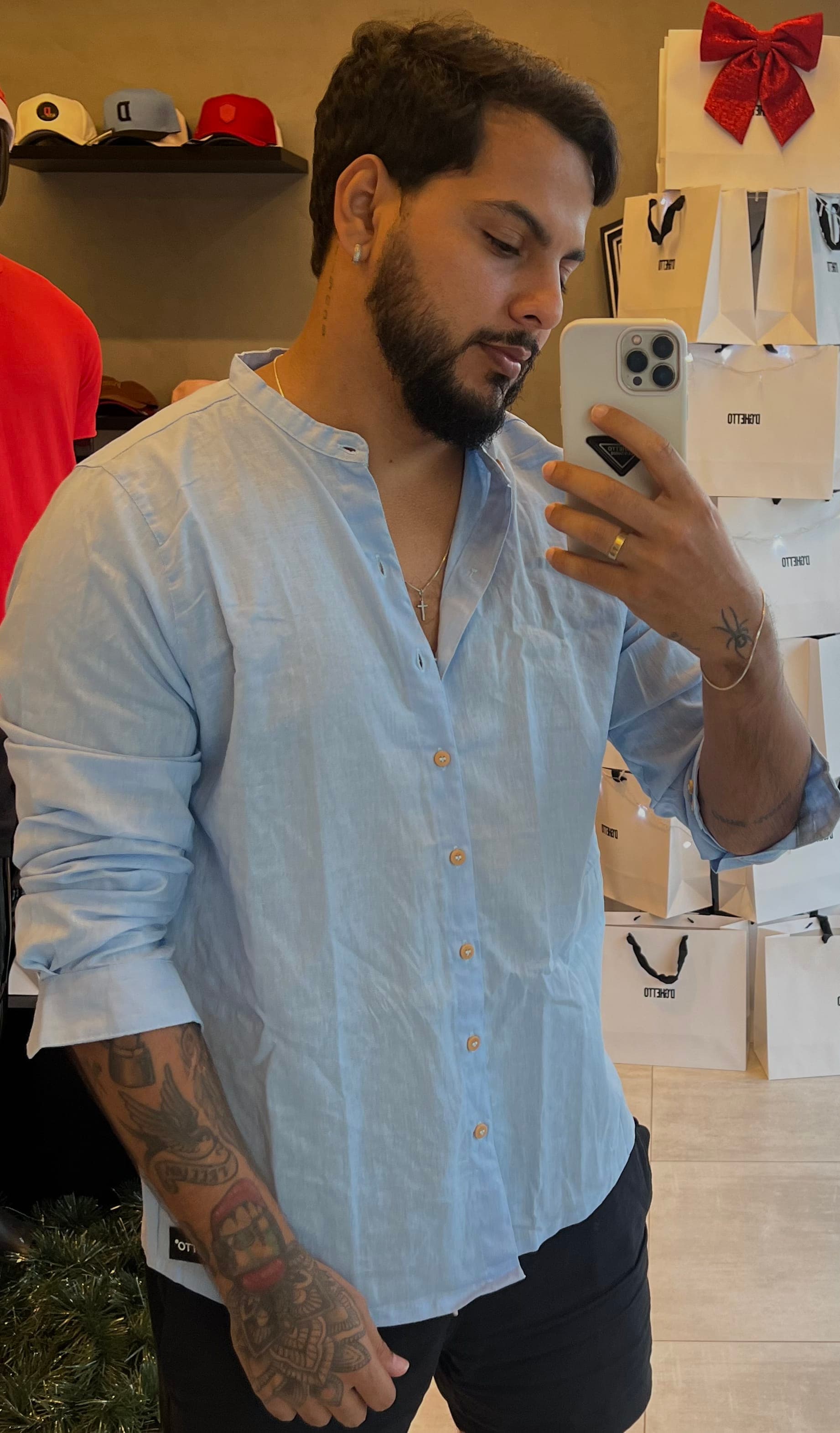 Camisa de Viscolinho Manga Longa